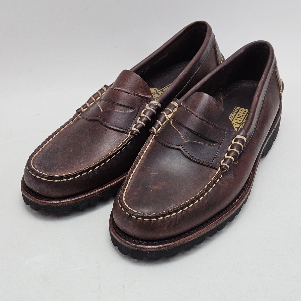 Sebago Munro Brown Leather Penny Loafers Vibram Lug Sole Mens 8.5 D 43-211 NEW